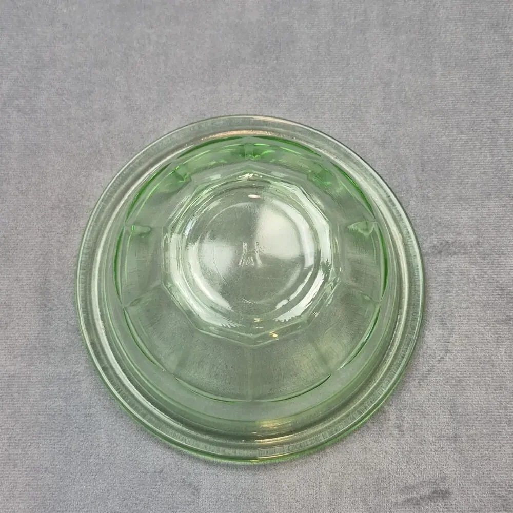 Vintage Hazel Atlas Rest Well Uranium Green Depression Glass Mixing Bowl 6 1/2